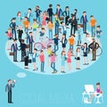 Isometric people crowd. Royalty Free Stock Photo