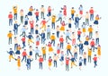 Isometric people crowd. Large people group, different male and female characters, business audience concept. Vector