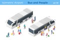 Isometric People get on off the Airport Bus vector illustration Royalty Free Stock Photo