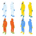 Isometric people in medical bio suits. Biological hazard. Epidemic of the Chinese coronavirus. Royalty Free Stock Photo