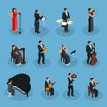 Isometric People In Orchestra Collection Royalty Free Stock Photo