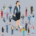 Isometric people vector set. Royalty Free Stock Photo