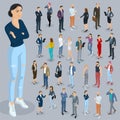 Isometric people vector set. Royalty Free Stock Photo