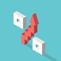 Isometric percent, arrow, raising