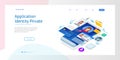 Isometric Personal Data Information App, Identity Private Concept. Digital data Secure Banner. Biometrics technology Royalty Free Stock Photo