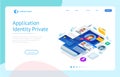 Isometric Personal Data Information App, Identity Private Concept. Digital data Secure Banner. Biometrics technology