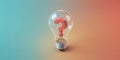Isometric perspective shows a stylized light bulb containing a sharp, angular question mark against a flat color background. Royalty Free Stock Photo