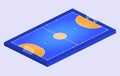 Isometric Perspective view Field for futsal. Orange Outline of lines futsal field Vector illustration