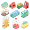 Isometric Pet Carriers with Aquarium and Portable House for Cat, Hamster and Bird