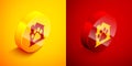 Isometric Pet house icon isolated on orange and red background. Circle button. Vector Royalty Free Stock Photo