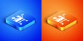 Isometric Pet stroller icon isolated on blue and orange background. Square button. Vector Royalty Free Stock Photo