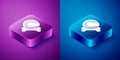 Isometric Pet toys bone rubber and ball icon isolated on blue and purple background. Square button. Vector Royalty Free Stock Photo