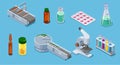 Isometric Pharmaceutical Industry Elements Set