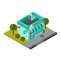 Isometric pharmacy building vector illustration. Royalty Free Stock Photo