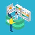 Isometric pharmacy concept Vector illustration Royalty Free Stock Photo