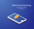 Isometric phone. Email mobile marketing. Isometric design. vector