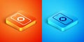 Isometric Phone repair service icon isolated on orange and blue background. Adjusting, service, setting, maintenance
