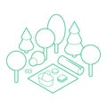 Isometric Picnic Outline Illustration