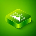 Isometric Picture landscape icon isolated on green background. Green square button. Vector