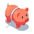 Isometric Piggy Bank Squeezed by A Tighten Belt