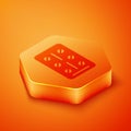 Isometric Pills in blister pack icon isolated on orange background. Medical drug package for tablet, vitamin, antibiotic Royalty Free Stock Photo