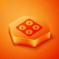 Isometric Pills in blister pack icon isolated on orange background. Medical drug package for tablet, vitamin, antibiotic Royalty Free Stock Photo