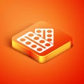 Isometric Pills in blister pack icon isolated on orange background. Medical drug package for tablet, vitamin, antibiotic Royalty Free Stock Photo