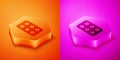 Isometric Pills in blister pack icon isolated on orange and pink background. Medical drug package for tablet, vitamin Royalty Free Stock Photo