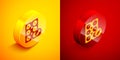 Isometric Pills in blister pack icon isolated on orange and red background. Medical drug package for tablet, vitamin Royalty Free Stock Photo