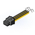 Isometric 6 Pin PCIe Connector Vector Illustration