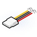 Isometric 4 Pin Power Connector Vector Illustration