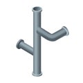 Isometric pipe. Water tube or pipeline for oil or gas industry tube construction. Plastic plumbing system in 3d. Piece