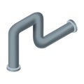 Isometric pipe. Water tube or pipeline for oil or gas industry tube construction. Plastic plumbing system in 3d. Piece