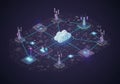 Isometric Pixel Art 5G Network with Cloud Computing Royalty Free Stock Photo