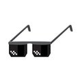 Isometric Pixel Glasses Icon Isolated on White Background. Black Plastic Sunglasses