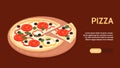 Isometric Pizza Hozirontal Banner Royalty Free Stock Photo