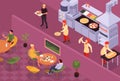 Isometric Pizza Parlor Composition