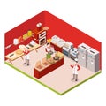 Isometric Pizzeria Colored Background