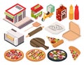 Isometric Pizzeria Icon Set