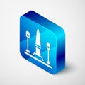 Isometric Place De La Concorde in Paris, France icon isolated on grey background. Blue square button. Vector