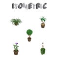 Isometric Plant Set Of Houseplant, Plant, Blossom And Other Vector Objects. Also Includes Flowerpot, Plant, Blossom