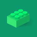 Isometric Plastic Building Block with shadow. Vector green brick. Royalty Free Stock Photo