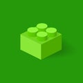 Isometric Plastic Building Block with shadow. Vector green brick. Royalty Free Stock Photo