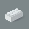 Isometric Plastic Building Block with shadow. Vector grey brick. Royalty Free Stock Photo