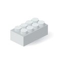 Isometric Plastic Building Block with shadow. Vector grey brick. Royalty Free Stock Photo