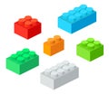 Isometric Plastic Building Blocks with shadow. Vector set of the colored bricks Royalty Free Stock Photo