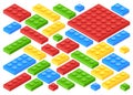 Isometric Plastic Building Blocks and Tiles Royalty Free Stock Photo