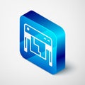 Isometric Plotter icon isolated on grey background. Large format multifunction printer. Polygraphy, printshop service Royalty Free Stock Photo