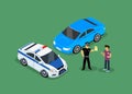 Isometric Police Fines Car design Flat