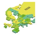 Isometric political map of Europe